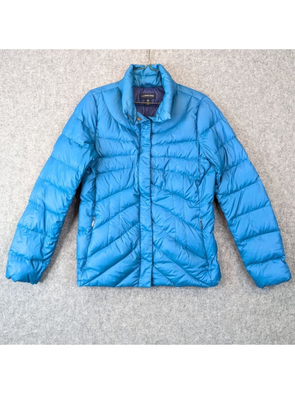 Lands' End Womens Size XS Blue Lightweight Down Puffer Jacket Winter Coat EUC